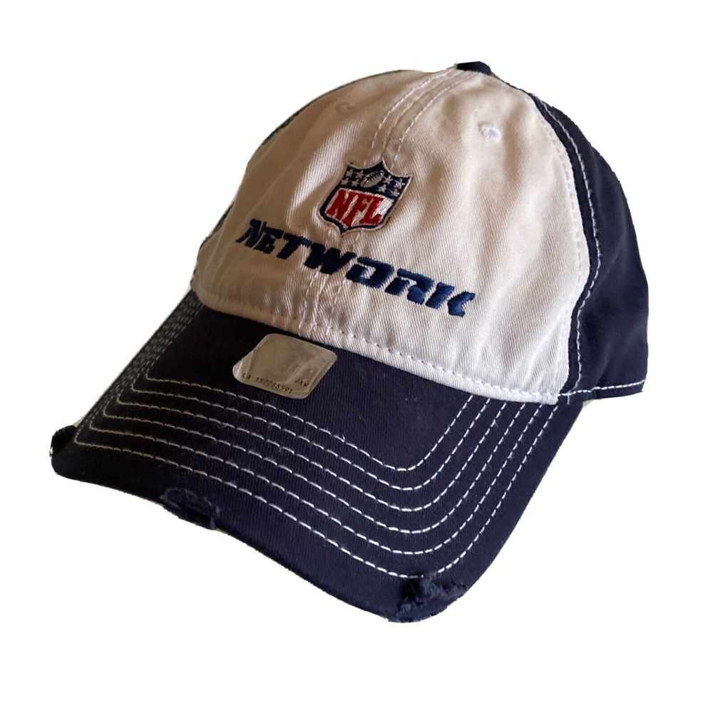 Otto NFL Network Hat Navy White Distressed Baseball Cap Adjustable Hook and Loop